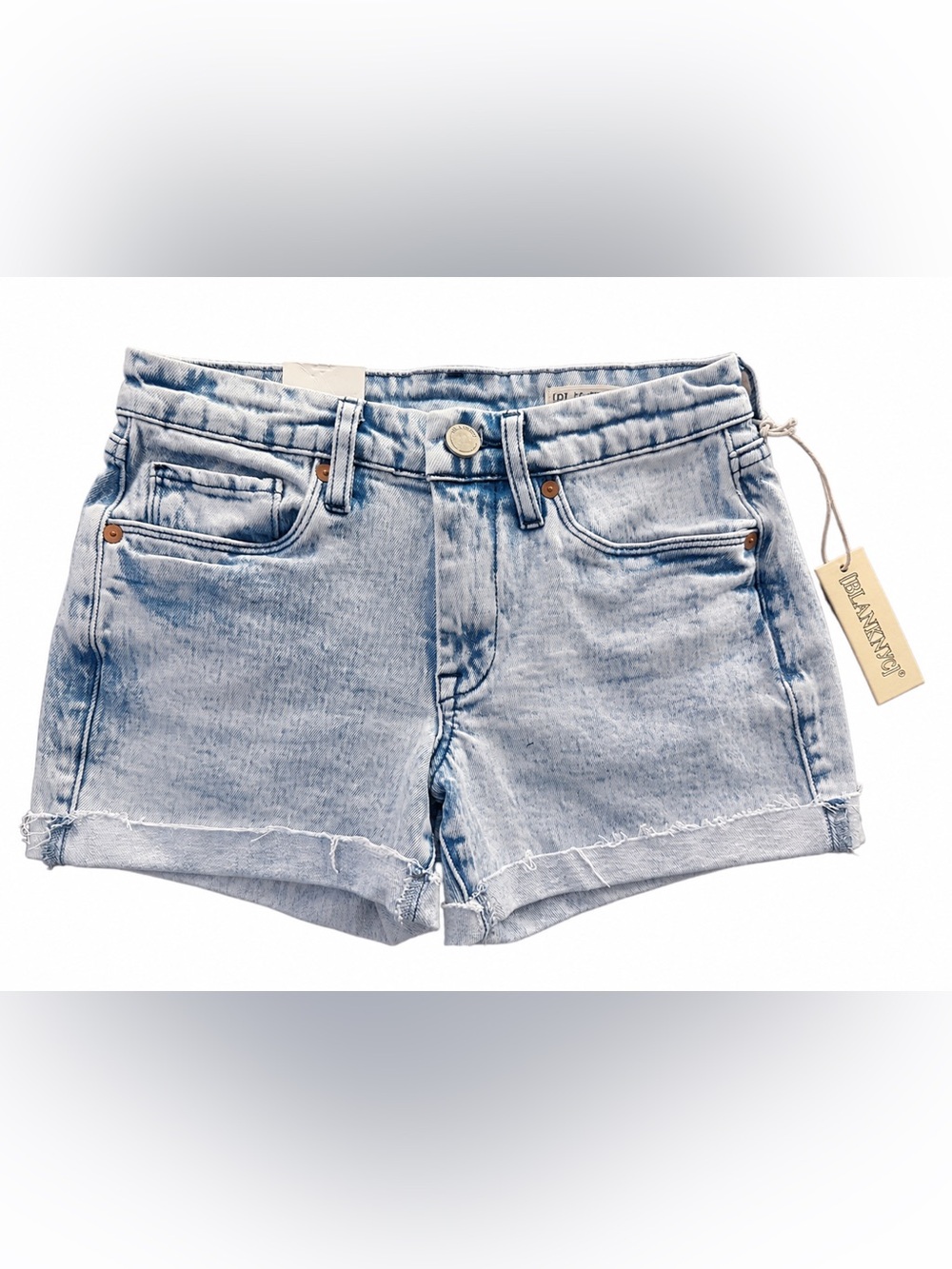 NWT - BLANK NYC The Fulton Roll Up Denim Shorts Size 24 - Light Wash